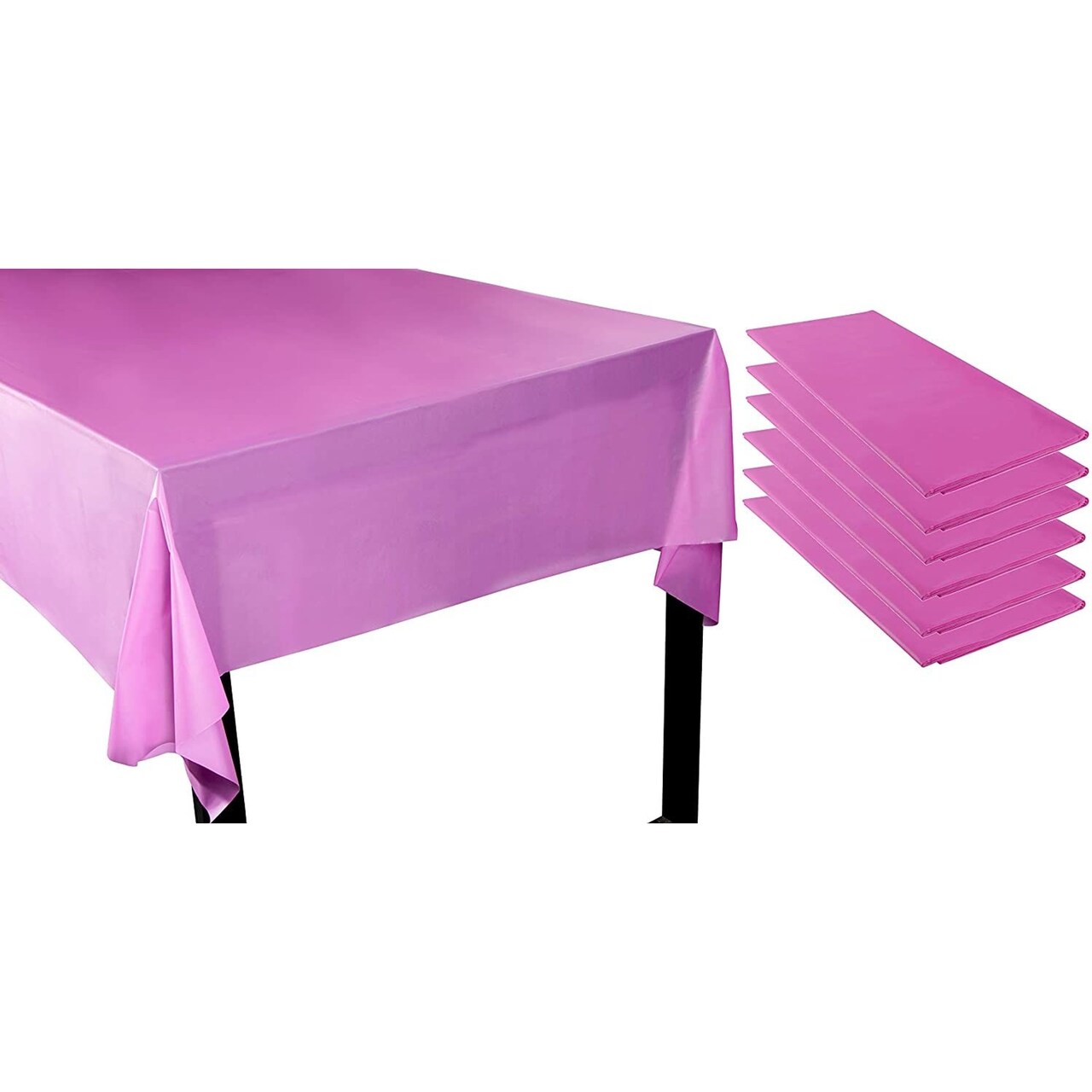 Fuchsia Pink Plastic Tablecloth 6 Pack 54 x 108 Inch Rectangular